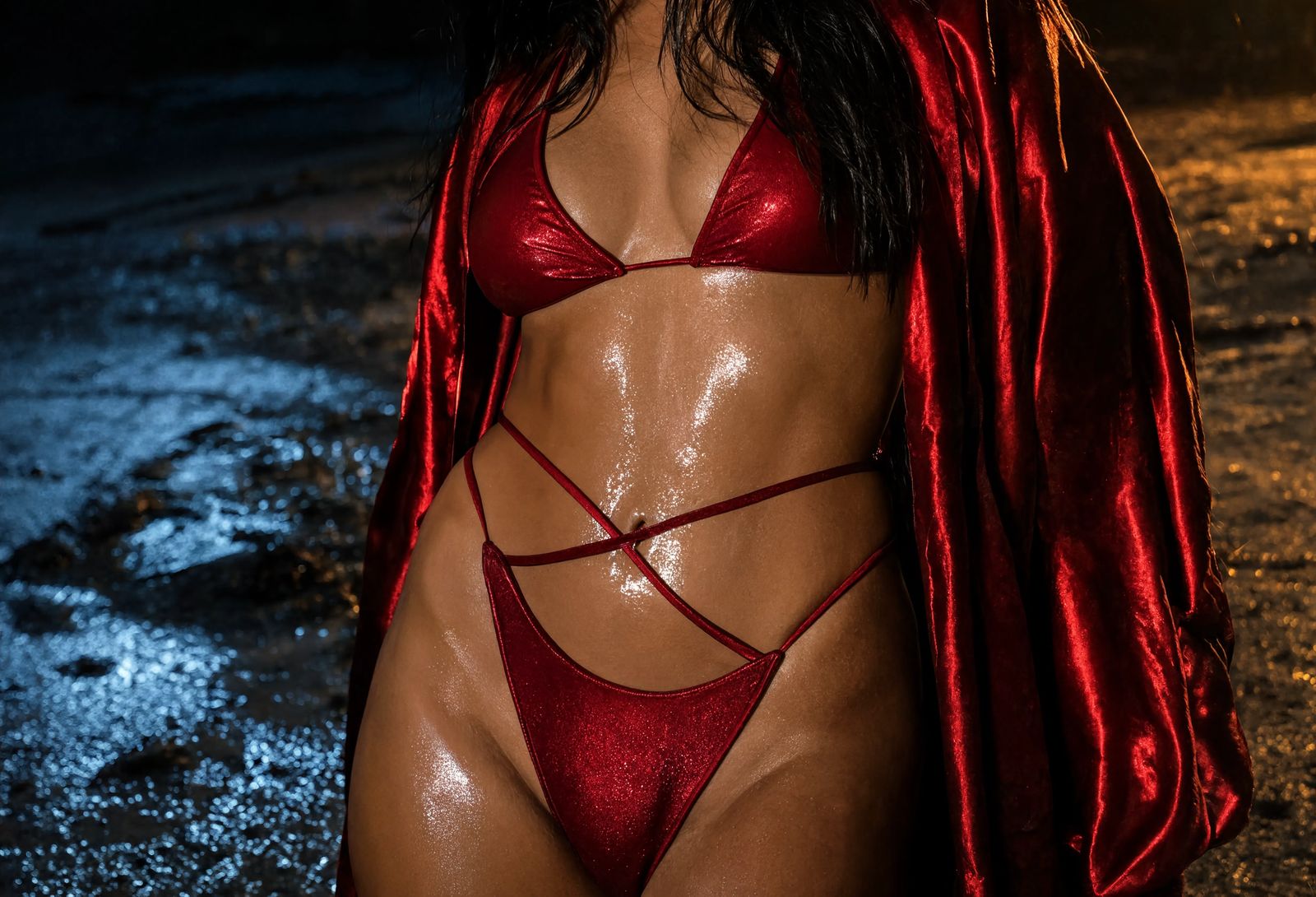 Jennifer 27 Midnight Tides: High Drama Beach Editorial